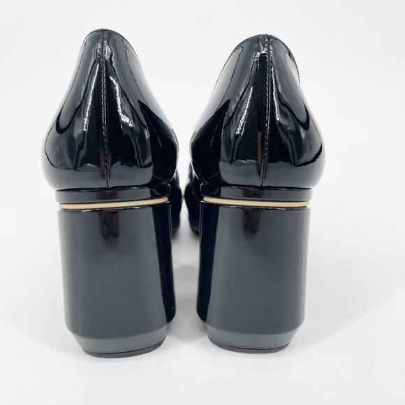 Prada Black Patent Leather Logo Heel Square Toe Loafer Pumps Women’s IT 36.5 - Picture 10 of 13